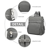 Kono Women Backpack Anti Theft Rucksack Nylon Schoolbag Ladies Travel Work Bag Casual Daypack Vintage Shoulder Backpack (Grey) - Image 6