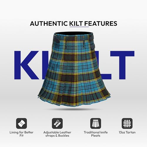 Image of 8 Yard Mens Kilt - Authentic Tartan Kilt for Men Highland Outfit for Weddings & Traditional Scottish Wear