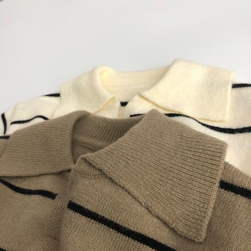MW&FOFJR Children's Striped Sweater Boys Girls Long Sleeved Lapel Knit Pullover Sweaters4