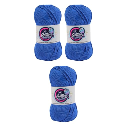 Image of NESTNHAVEN Cotton Candy 100% Cotton Yarn - (100g, 185 Meters) - Luxury Yarn for Crochet, Amigurumi, Embroidery, Toys, Garments, Flowers and Hobby, Projects. (Dark Blue) | (300 Gm)