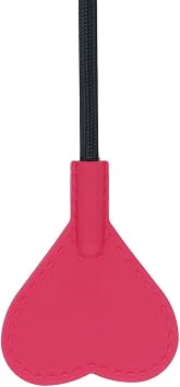 Black 18.8 Inch Horse Whip, Premium Riding Crop Horse Whip with Silicone Pink Heart Head for Equestrian Sports, Non-Slip Beads Handle