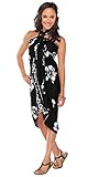 1 World Sarongs Womens Hibiscus Flower Cover-Up Sarong in Black/White