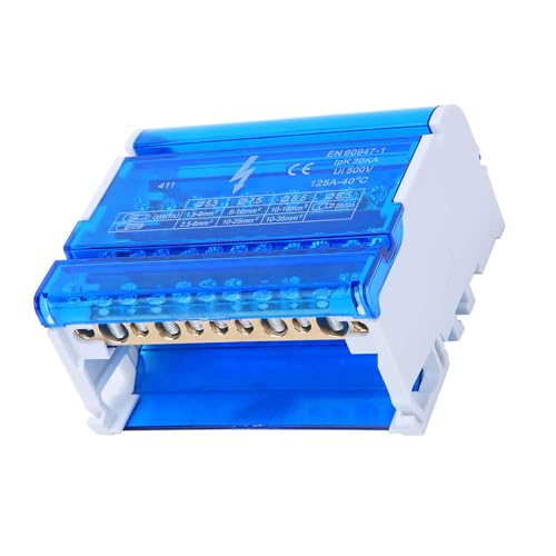 Bornier rail DIN avec bloc de distribution monophasé pour barres omnibus - 6