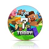 i'm 7 today 7th birthday badge boy, happy birthday presents for boys i'm 7 today, age 7 boys badges mine-crafting gaming pin, 58 mm party button badge mine crafts gamer regali per ragazze adolescenti