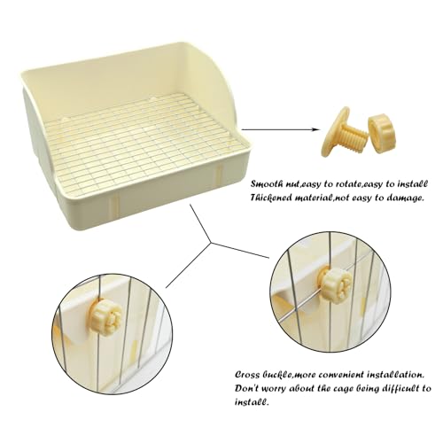 Image of Rabbit Litter Box Toilet,Bunny Plastic Square Cage Toilet with Grate Rabbits Corner Litter Bedding Small Animal Pet Bunny Box Potty Trainer Pet Pan for Guinea Pig,Ferret,Chinchilla(White)