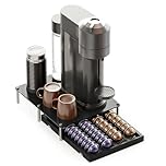 SpaceAid Bamboo Coffee Pod Holder Drawer Storage Compatible with Nespresso Vertuo Capsules, Coffee Station Accessories Holder Organizer Tray Compatible with 40 Big or 56 Small Pods, Black