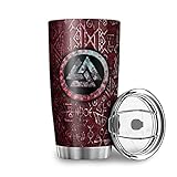 Symbol der nordischen Wikinger Autobecher Edelstahl Wasserflasche Deckel & Flip Coffee to Go Becher Auslaufsicher Isolierbecher Heiße und kalte Getränke White 600ml