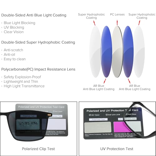 Image of Computer Blue Light Blocking Gaming Glasses Men Polarized Magnetic Clip on Sunglasses for Eyeglasses UV Protection