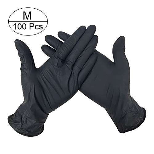 Nitrile Disposable Gloves,Powder Free,Food Grade Gloves 100 Pcs Black Medium Size