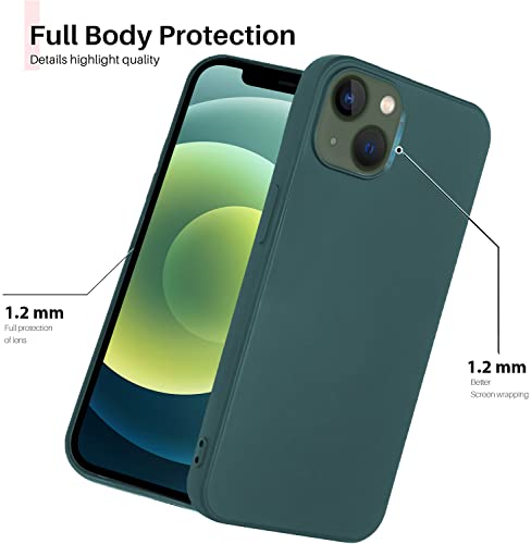 Image of Elzzi Microfiber Candy Case Compatible for iPhone 13 Mini 5.4 Inch Shockproof Slim Back Cover Liquid Silicone Case - Forest Green