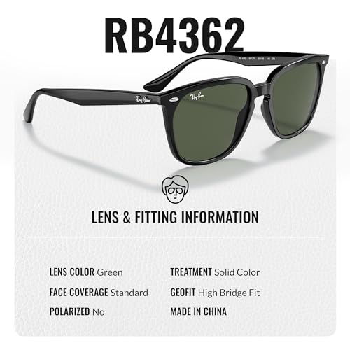 Image of Ray-Ban RB4362 Square Shaped Sunglasses for Men & Women with Official RAYBAN Eyewear Kit