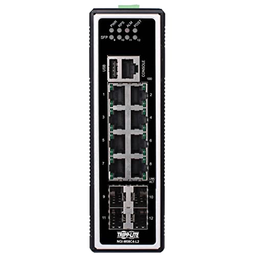 Image of Tripp Lite Industrial 8-Port Managed Gigabit Ethernet Switch, 4 SFP GbE Slots, 10 /100 /1000 Megabit RJ45 Ports, -40 to 167F Temperature Range, 3-Year Manufacturer's Warranty (NGI-M08C4-L2)