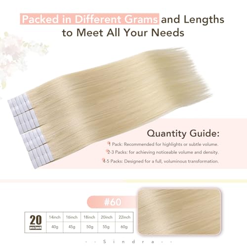 Image of Sindra Invisi Edge Tape in Hair Extensions Human Hair Platinum Blonde