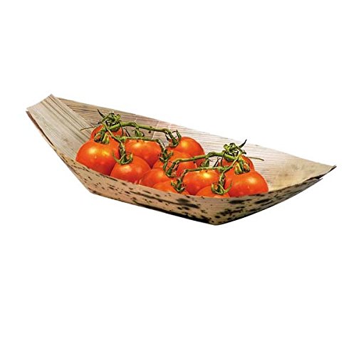 PacknWood - 100 Barquilla Rectangular Bambú | 21,0x10,5 cm | Hostelería Catering, Desechable, Ecológico, Delivery Take Away