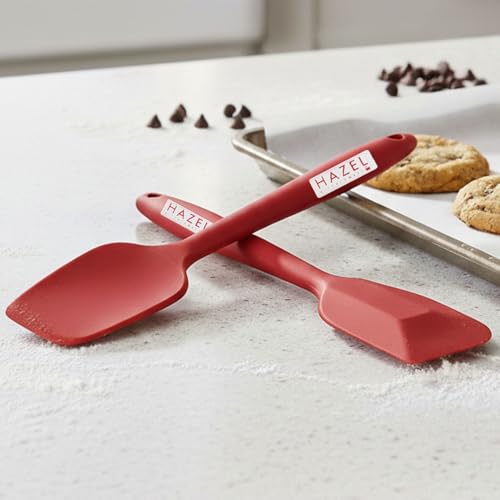 Image of HAZEL Silicone Spatula & Spoonula Set of 2 | 8 Inch Heat-Resistant & Non-Stick Kitchen Utensils for Baking, Cooking, Mixing & Scraping - Red
