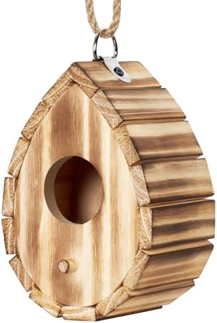 Hummingbird House for Outside - Natural Wooden Birdhouse for Blue...