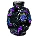 MSHAQT Hommes Sweat à Capuche Puzzle Chat Pull Cool Pull à Capuche Unisexe 3D Sweat Super Sec Tops Noir Violet M