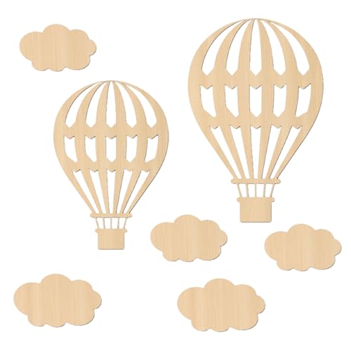 Heißluftballon Deko, 7 Stück Wanddeko mit Holzene...