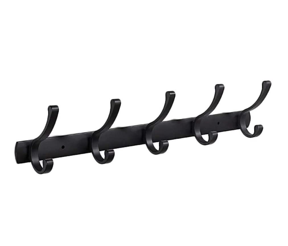 Perchero De Puerta Para Ropa Gancho De Perchero Montado En La Pared Ganchos Estándar De Metal Para Abrigos Batas Bufandas Sombreros Toalla Soporte De Abrigo Negro Múltiple Coat Hooks Wall Mounted(Size