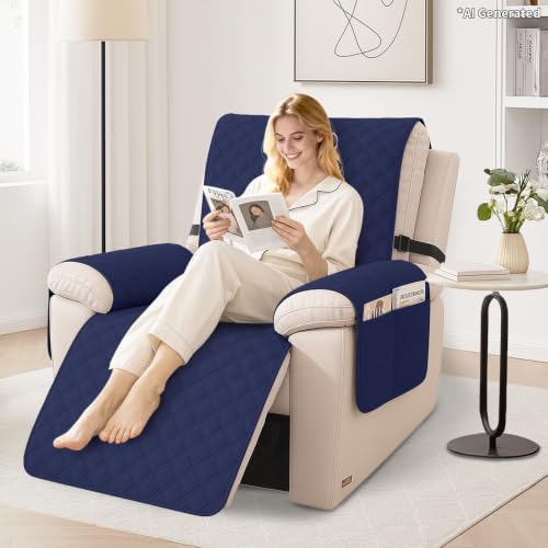 YSTELLAA Sesselschoner Für Relaxsessel 1 Sitzer, Dunkelblau – Ansicht 2