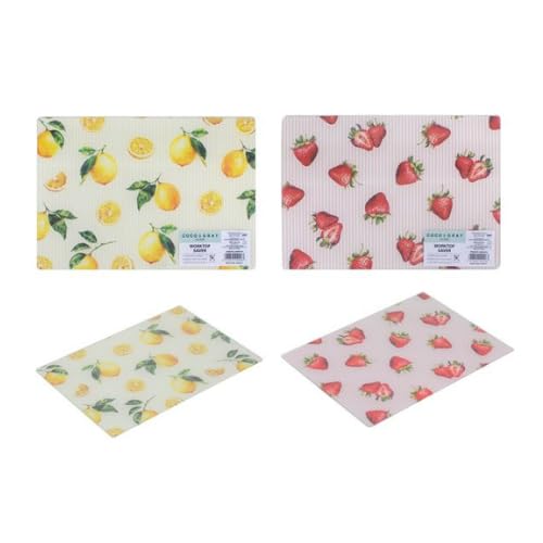 Coco & Gray Fruit Glass Worktop Saver – Chopping Board Counter Protector, 2 Assorted Design