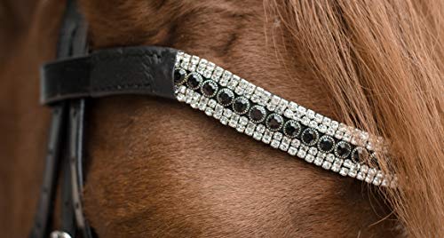 Foto von Trense Reithalfter Black n White Strass Schwarz weiß unterlegt Ohrenaussp. Tysons VB WB X-Full (X-Full)