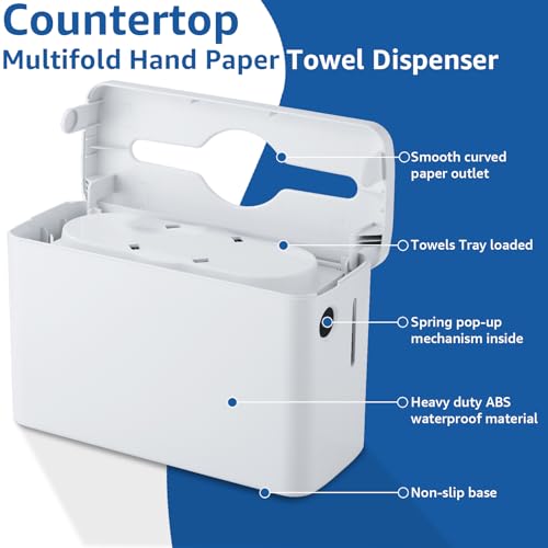 Image of Pollock Paper Towel Dispenser Holder Countertop Commercial,White-L