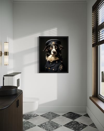 Image of Border Collie General Black Framed Wall Art Print Poster, Dog Pet Lover Picture Painting Artwork Bedroom Living Room Office Dining Room 150D (Border Collie General, 10 inch L x 8 inch W, Black Frame)