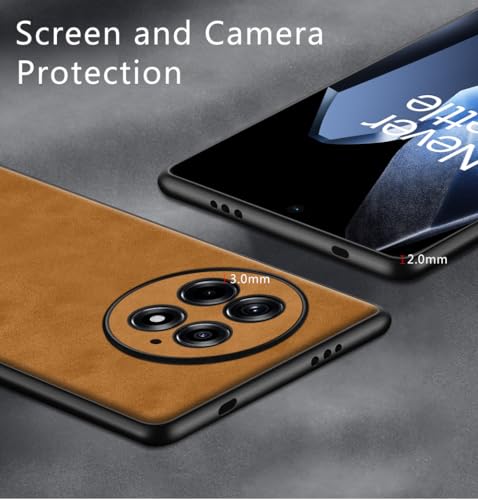Coque Oneplus 13 légère et antidérapante en daim PU marron