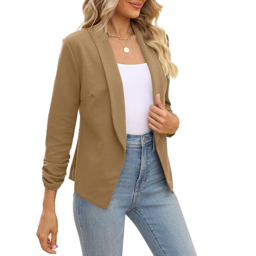 Image of POGTMM Women 3 /4 Sleeve Blazer Open Front Cardigan Jacket Work Office Blazer