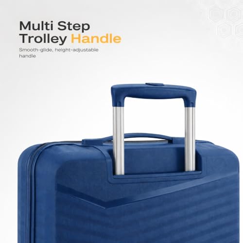 Image of Kamiliant by American Tourister Rock-Lite 99L Hard Sided Trolley Bag for Men & Women with 3 Digit Combination Lock, Set of 3pc (Small, Medium & Large) - Deep Ocean