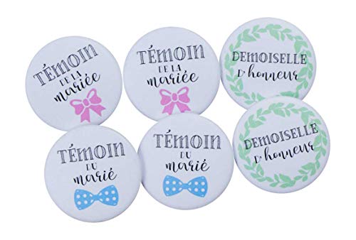 Bestdayever 6 Badges témoins + Demoiselles d Honneur