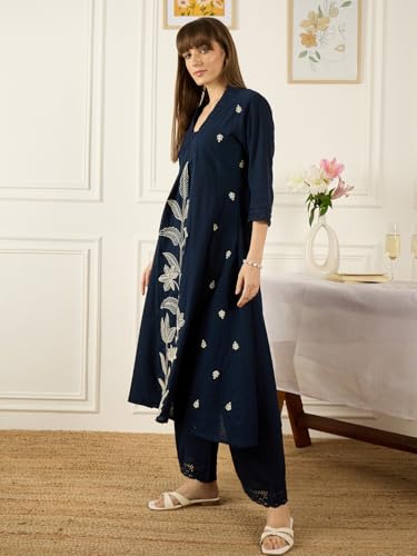 Image of INDO ERA Women's Viscose Rayon Floral Printed A-Line Kurta & Palazzo Set