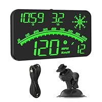 GPS Tacho,head up display auto mit GPS geschwindigkeitsmesser Kompass,HUD Display Echtzeitdaten & Saugnapfhalterung (Universal für alle Autos)