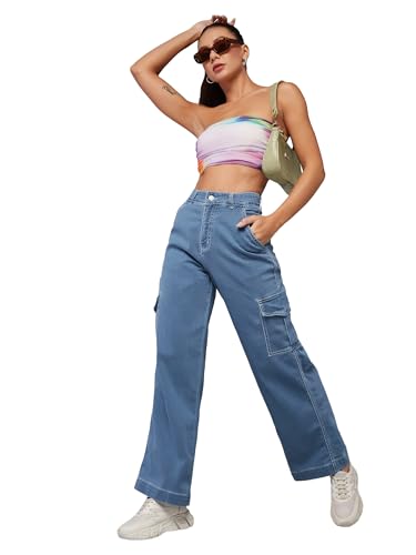 Image of Dolce Crudo Women's Wide Leg High-Rise Clean-Look Jean's