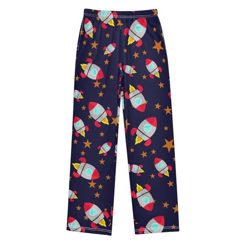 ZZXXB Rocket Stars Boys Long Pants Soft Trousers Elastic Waist Kids Lounge Bottoms with Pockets S-XL