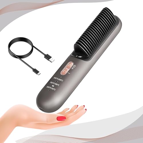 Upgraded Cordless Hair Straightened Brush, Portable Mini Straightening, Lightweight, Multifunctional Comb -Professional Negative Ion Anti-Scalding Styling for Women with Adjustable Temperature Setting