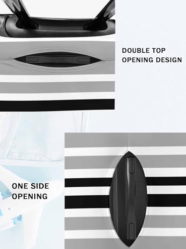 Black Gray Stripe Travel Luggage Cover, Minimalist Geometric Anti-scratch Elastic Luggage Covers For Suitcase Protector, Washable Baggage Covers4