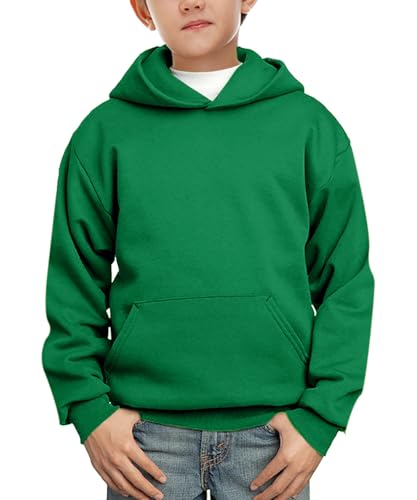 Remimi Green Sweatshirt for Kids Girls Girls Casual Pocket Plain Color Pullovers Long Sleeve Athletic Tops 9-10 Years