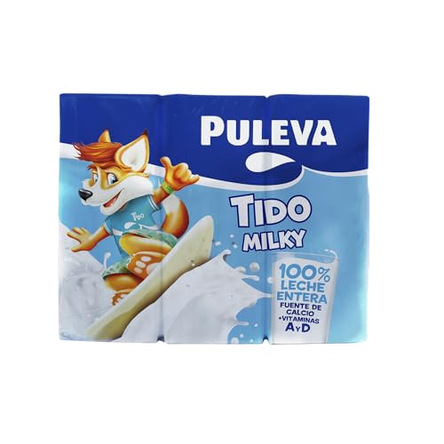 Puleva - Tido Milky, Leche Entera, Enriquecida con Vitaminas A y D, Fuente de Calcio y Proteínas, Incluye Pajita - Pack 6x200ml