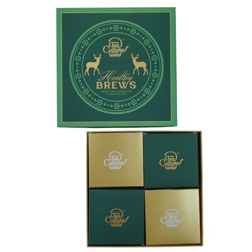 Image of Tea Culture of the World Healthy Brews Gift Box - Exotic Green Tea Selection | Tulsi, Kahwa, Moroccan Mint & Delightful Green Tea | Premium Festive Gifting Range - 4 * 25g