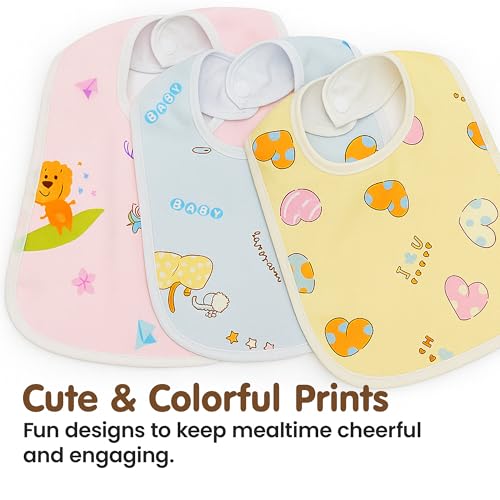 Image of Waterproof Spill Resistant Bibs, Baby Apron with Bib, Baby Bibs for 6 to 12 Months, Fastdry Bibs, Soft Cotton Bib (Set of 3)