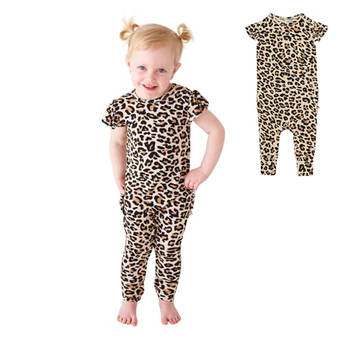 Image of Posh Peanut Baby Girl Pajamas – Ruffled Cap Sleeve Romper PJs – Soft Viscose from Bamboo One-Piece for Babies & Toddlers