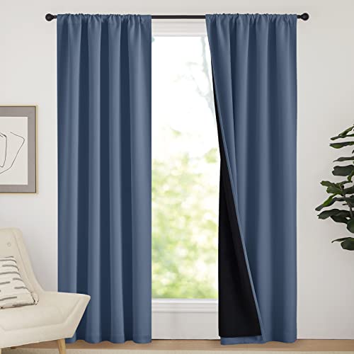 NICETOWN Complete 100% Blackout Curtains, Thermal Insulated & Energy Efficiency Window Draperies for Guest Room, Full Shading Panels for Shift Worker