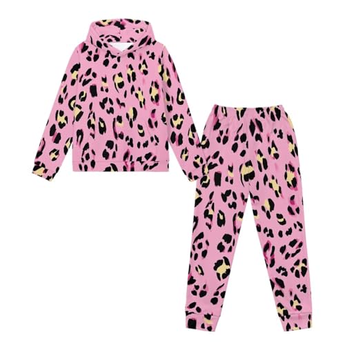 Girls 2 Piece Outfits Long Sleeve Sweatshirts Pants for Girls 7-14 Years Old Soft Hooded Pullover with Pockets