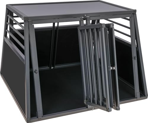 Kerbl Pet Alu-Transportbox Vacation, zweitürig, Hundebox, Tierbox, Graphit, 92x97x68cm, Aluminium, Hunde, mit Anti-Rutsch-Teppich, einfache Reinigung