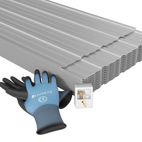 JUSKYS® Tôle Profilée Gris - Acier Galvanisé, Protection UV, Grande Capacité de Charge, Trous Pré-percés, Lot 14 pièces, 110x45 cm, 0,23 mm