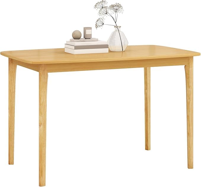 Solid Wood Dining Table for Kitchen or Dining Room | Modern Minimalist Design | Durable, Sturdy, Space-Saving | Light Brown | 120 x 71 x 78-image-2