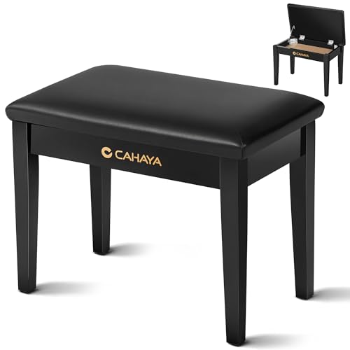 CAHAYA Piano Bench with Storage - Large Black with Cushion