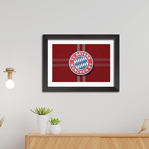 Image of TenorArts Bayern Munich Football Club Poster 3D Leather Textured Logo Laminated Photo Frame Painting with Matt Finish Black Textures(12 inches x 9inches)